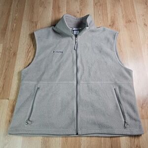 Columbia‎ Fleece Vest Mens XXL Beige Outdoor Active Full Zip Pockets